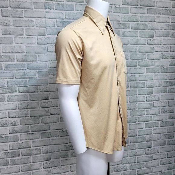 Vintage 60s 70s David Harrison Mens L 16-16.5 Polyester Shirt Short Sleeve MOD - Picture 3 of 7